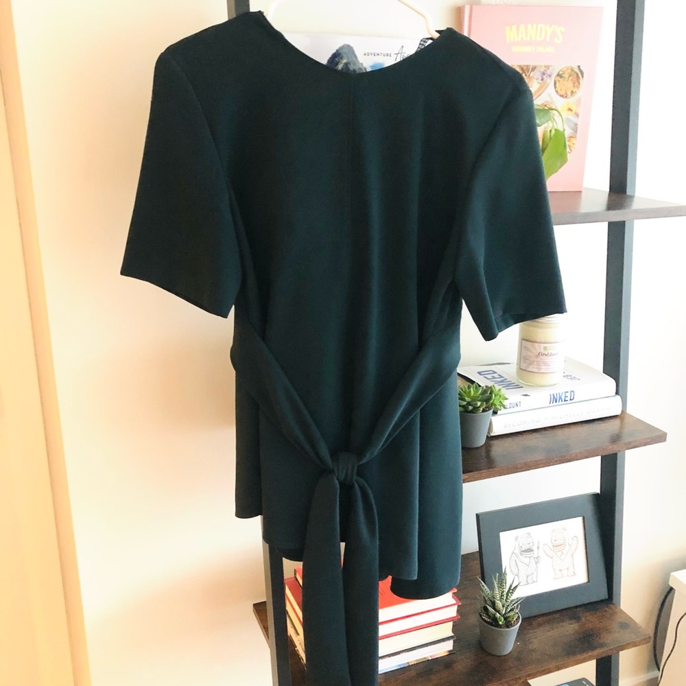 Zara Teal Tie Front Blouse - Size Medium